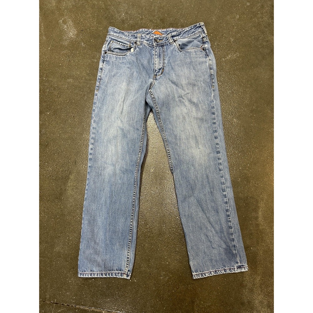 Santorini Jeans Mens 33x29 Light Wash Blue Denim Authentic Straight Regular Fit